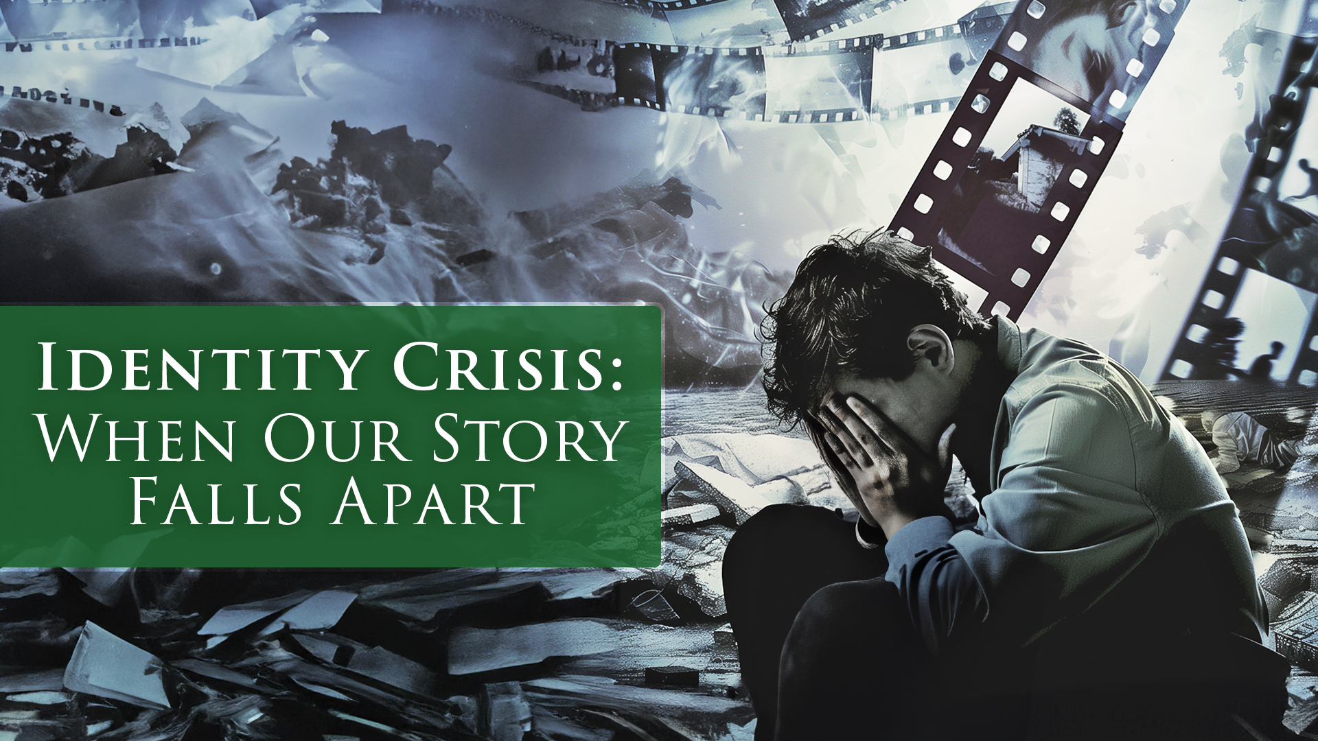 A man pressing his hands to his face due to IDENTITY CRISIS: When Our Story Falls Apart